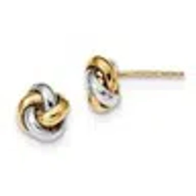 Pre-owned Skyjewelers Real 14kt Two-tone Polished Love Knot Post Earrings