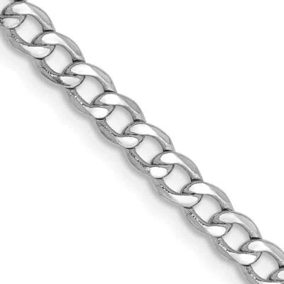 Pre-owned Skyjewelers Real 14kt White Gold 20 Inch 3.35mm Semi-solid Curb With Lobster Clasp Chain