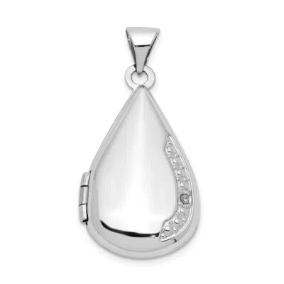 Pre-owned Skyjewelers Real 14kt White Gold 21mm Tear Drop Diamond Locket