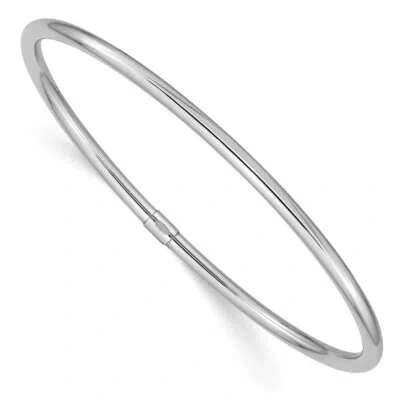 Pre-owned Skyjewelers Real 14kt White Gold 3mm Polished Round Tube Slip-on Bangle; 8.25 Inch In Yellow