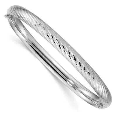 Pre-owned Skyjewelers Real 14kt White Gold 4/16 Textured Hinged Bangle; 7.5 Inch