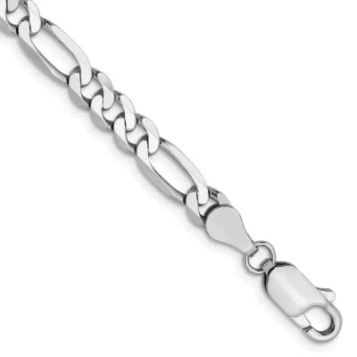 Pre-owned Skyjewelers Real 14kt White Gold 5mm Flat Figaro Chain Chain Bracelet; 7 Inch; Lobster Clasp