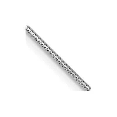 Pre-owned Skyjewelers Real 14kt White Gold .8mm Round Snake Chain; 24 Inch; Lobster Clasp
