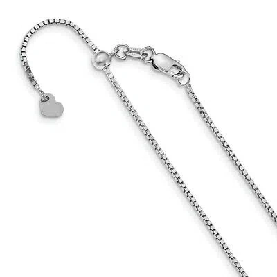 Pre-owned Skyjewelers Real 14kt White Gold Adjustable 1mm Box Chain; 22 Inch; Lobster Clasp