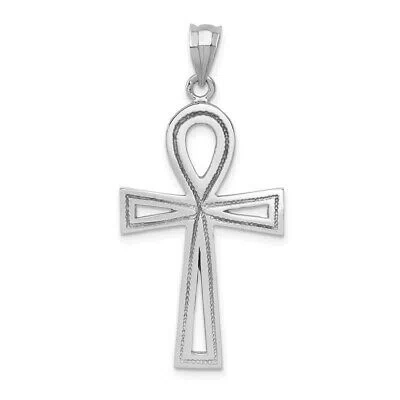 Pre-owned Skyjewelers Real 14kt White Gold Ankh Cross Pendant