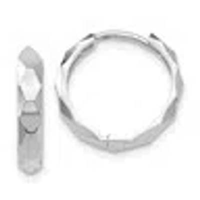 Pre-owned Skyjewelers Real 14kt White Gold Diamond-cut Hoop Earrings