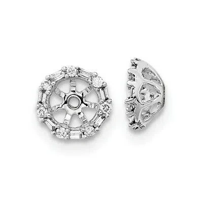 Pre-owned Skyjewelers Real 14kt White Gold Diamond Earring Jackets