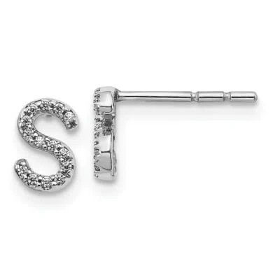 Pre-owned Skyjewelers Real 14kt White Gold Diamond Initial S Earrings