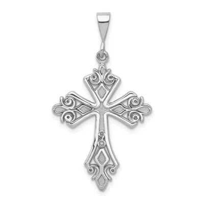 Pre-owned Skyjewelers Real 14kt White Gold Fleur De Lis Cross Pendant