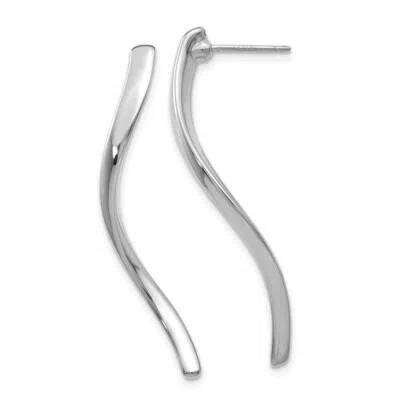 Pre-owned Skyjewelers Real 14kt White Gold Long Curled Post Earrings