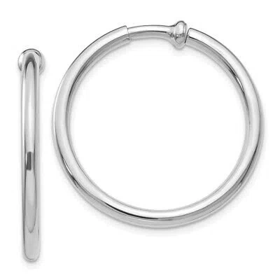 Pre-owned Skyjewelers Real 14kt White Gold Non-pierced Earring Hoops Earrings
