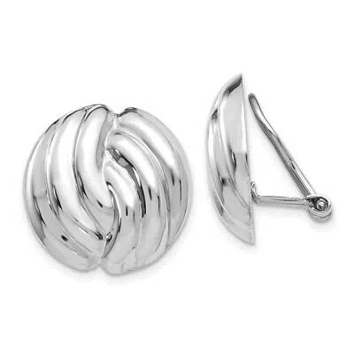 Pre-owned Skyjewelers Real 14kt White Gold Omega Clip Non-pierced Earrings