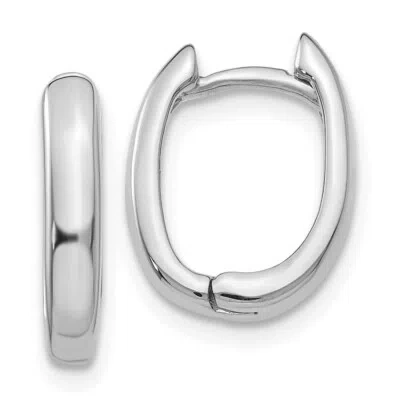 Pre-owned Skyjewelers Real 14kt White Gold Oval Hinged Hoop Earrings