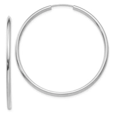 Pre-owned Skyjewelers Real 14kt White Gold Polished Endless 2mm Hoop Earrings