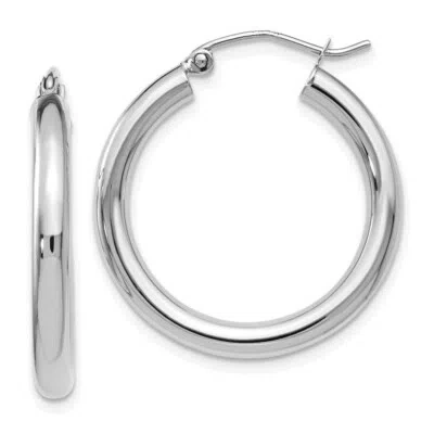 Pre-owned Skyjewelers Real 14kt White Gold Polished Hoop Earrings