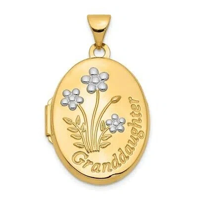 Pre-owned Skyjewelers Real 14kt With Rhodium 21mm Oval Granddaughter Locket In Yellow