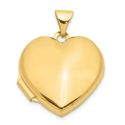 Pre-owned Skyjewelers Real 14kt Yellow Gold 18mm Domed Plain Heart Locket