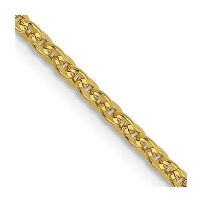 Pre-owned Skyjewelers Real 14kt Yellow Gold 1.95mm Flat Cable Chain; 18 Inch; Lobster Clasp