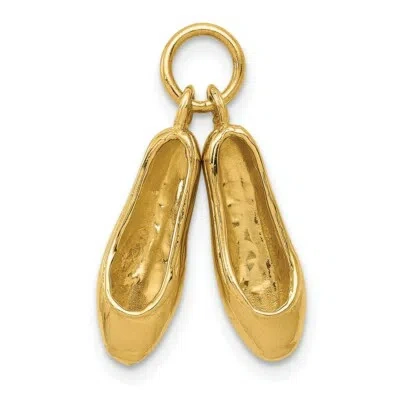 Pre-owned Skyjewelers Real 14kt Yellow Gold 3d Ballet Slippers Charm