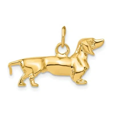 Pre-owned Skyjewelers Real 14kt Yellow Gold 3d Dachshund Dog Charm