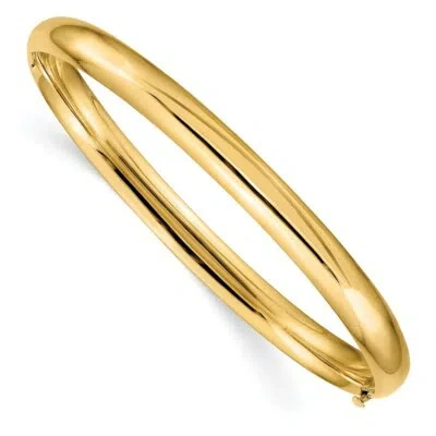 Pre-owned Skyjewelers Real 14kt Yellow Gold 4/16 High Polished Hinged Bangle Chain Bracelet; 7 Inch
