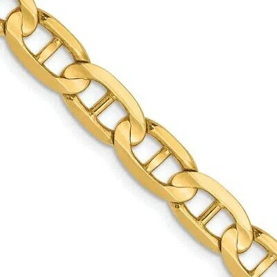 Pre-owned Skyjewelers Real 14kt Yellow Gold 5.25mm Concave Anchor Chain; 18 Inch; Lobster Clasp
