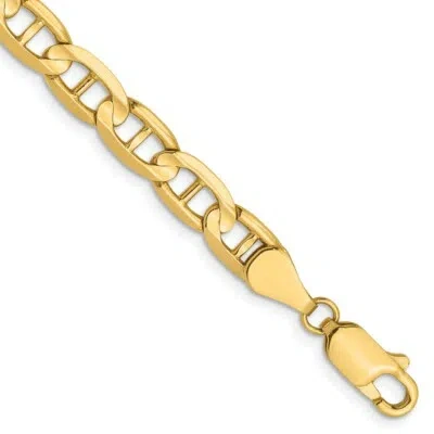 Pre-owned Skyjewelers Real 14kt Yellow Gold 5.25mm Concave Anchor Chain Chain ; 9 Inch; Lobster Clasp