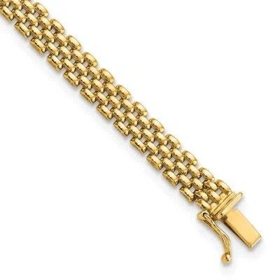Pre-owned Skyjewelers Real 14kt Yellow Gold 6mm Panther Link Chain Bracelet; 7.5 Inch