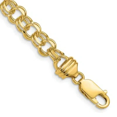 Pre-owned Skyjewelers Real 14kt Yellow Gold 7in 6.5mm Solid Double Link Charm Chain Bracelet; 7 Inch