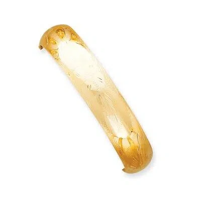 Pre-owned Skyjewelers Real 14kt Yellow Gold 9/16 Florentine Engraved Hinged Bangle Chain Bracelet