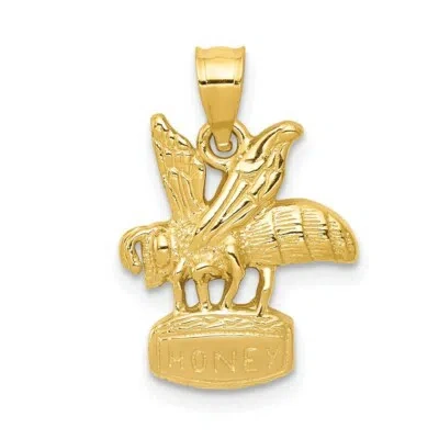 Pre-owned Skyjewelers Real 14kt Yellow Gold Bee On Honey Jar Pendant