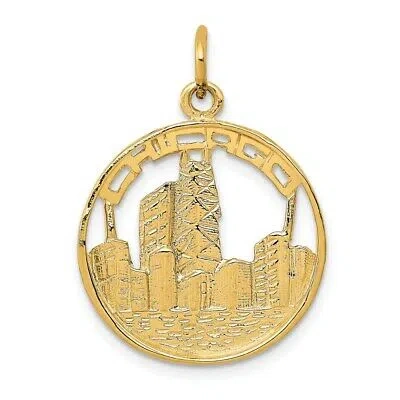 Pre-owned Skyjewelers Real 14kt Yellow Gold Chicago Skyline Charm