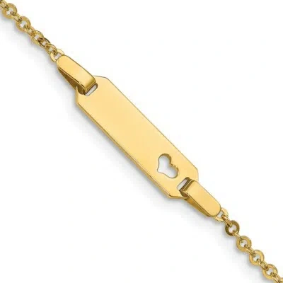 Pre-owned Skyjewelers Real 14kt Yellow Gold Children's Heart Id Chain Bracelet; 6 Inch; Lobster Clasp