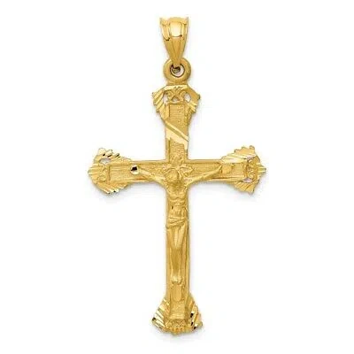 Pre-owned Skyjewelers Real 14kt Yellow Gold Crucifix Charm