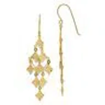 Pre-owned Skyjewelers Real 14kt Yellow Gold Diamond-cut Chandelier Earrings