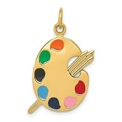 Pre-owned Skyjewelers Real 14kt Yellow Gold Enameled Artist Palette Charm