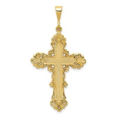 Pre-owned Skyjewelers Real 14kt Yellow Gold Fleur De Lis Cross Pendant
