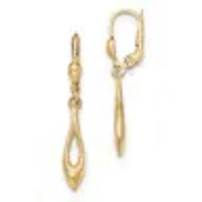 Pre-owned Skyjewelers Real 14kt Yellow Gold Gold Polished Dangle Leverback Earrings