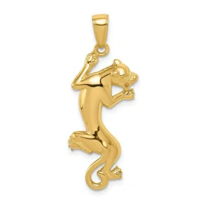 Pre-owned Skyjewelers Real 14kt Yellow Gold Gold Polished Panther Pendant