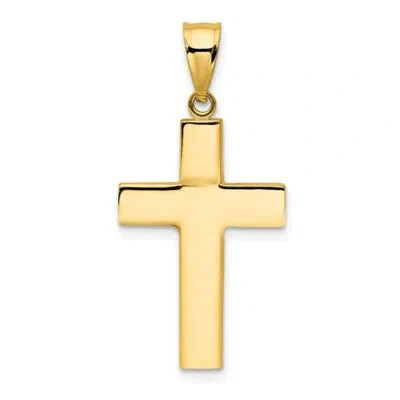 Pre-owned Skyjewelers Real 14kt Yellow Gold Hollow Cross Pendant