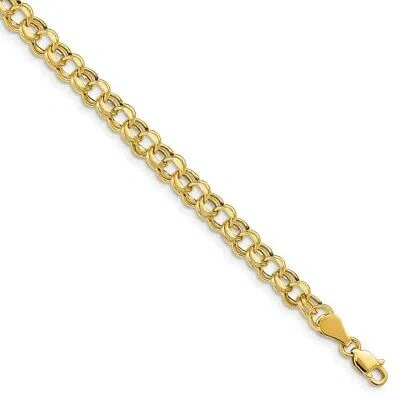 Pre-owned Skyjewelers Real 14kt Yellow Gold Lite 5mm Double Link Charm Chain Bracelet; 7.25 Inch
