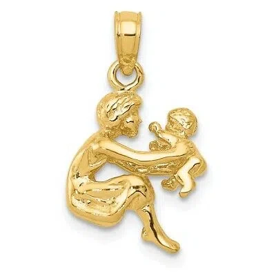 Pre-owned Skyjewelers Real 14kt Yellow Gold Mother Holding Child Pendant