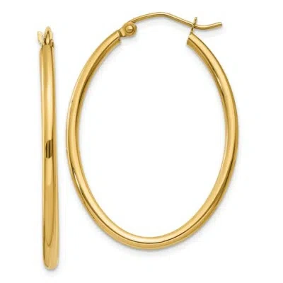 Pre-owned Skyjewelers Real 14kt Yellow Gold Oval Polished Hoop Earring