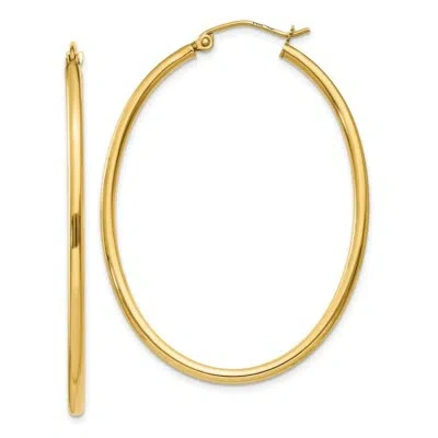 Pre-owned Skyjewelers Real 14kt Yellow Gold Oval Polished Hoop Earring