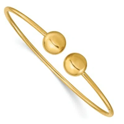 Pre-owned Skyjewelers Real 14kt Yellow Gold Polished Flexible Bangle; 6.5 Inch