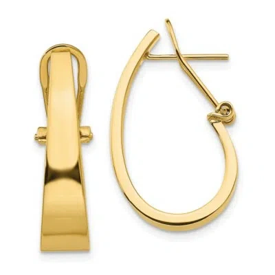 Pre-owned Skyjewelers Real 14k Yellow Gold Polished J-hoop Click-in Back Post Earrings