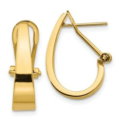 Pre-owned Skyjewelers Real 14kt Yellow Gold Polished J-hoop Omega Back Post Earrings