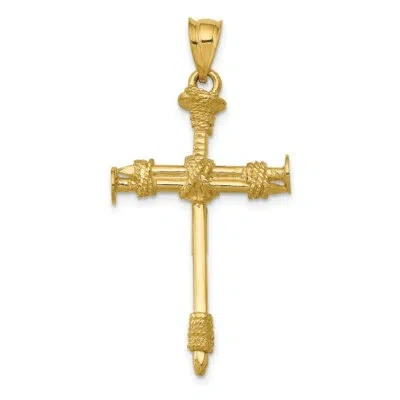 Pre-owned Skyjewelers Real 14kt Yellow Gold Polished Nail Cross Pendant