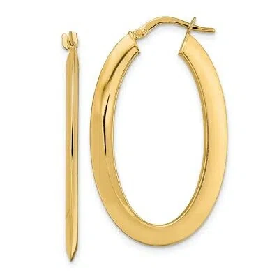 Pre-owned Skyjewelers Real 14kt Yellow Gold Polished Oval Hoop Earrings