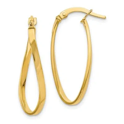 Pre-owned Skyjewelers Real 14kt Yellow Gold Polished Oval Hoop Earrings